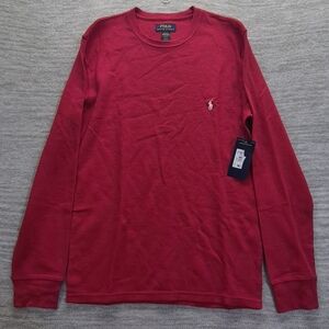 Ralph Lauren Long-Sleeve Crewneck Tee in Deep Red